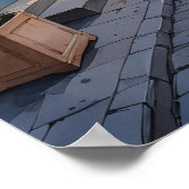 Aquarelle Style Cobblestone Shoppes Poster (Coin)