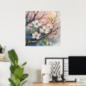 Aquarelle Style Dogwood Tree Poster (Bureau à domicile)