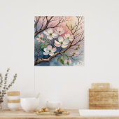 Aquarelle Style Dogwood Tree Poster (Cuisine)