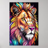 Aquarelle Style verre tendu Lion 2:3 Poster (Devant)