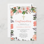 Aquarelle stylée Floral Confirmation Invitation (Devant / Derrière)