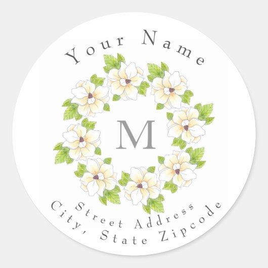 Aquarelle, stylo et encre Magnolia étiquettes de c (Devant)