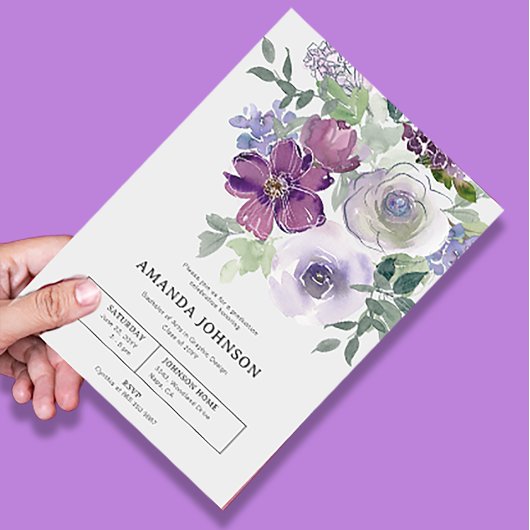 Aquarelle subtile Floral Graduation Invitation