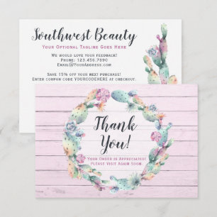 Aquarelle Succulent Cactus Carte de remerciements 