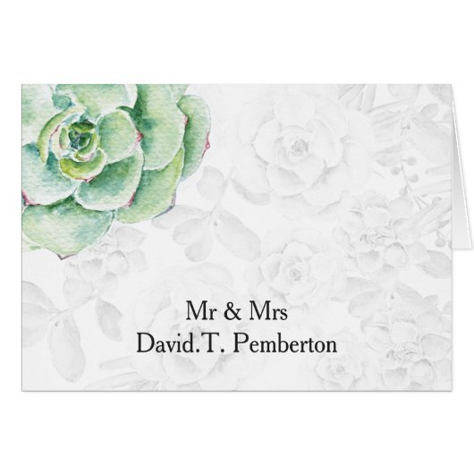 aquarelle succulent Mariage Cartes de Place (Devant Horizontal)