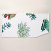 Aquarelle succulent sans soudure motif, echeverie (Serviette de bain)