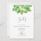 Aquarelle Succulente 60e Invitation anniversaire (Devant)