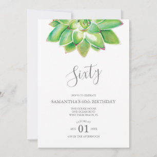 Aquarelle Succulente 60e Invitation anniversaire