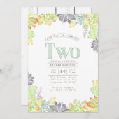 Aquarelle Succulente Bliss | Invitation de fête d' (Devant / Derrière)