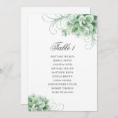 Aquarelle succulente. Carte des sièges mariages Ca (Devant / Derrière)