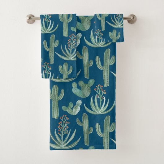 Aquarelle Succulente de Cactus Motif bleu (En situation)