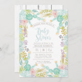 Aquarelle Succulente du jardin | INVITATION BABY S (Devant / Derrière)