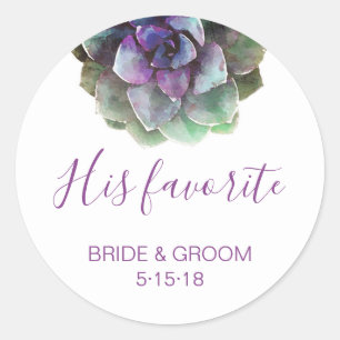 Aquarelle Succulente Étiquette de mariage favori