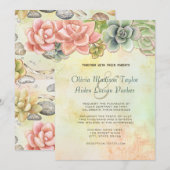 Aquarelle Succulente Faire-part de mariage Florale (Devant / Derrière)