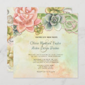 Aquarelle Succulente Faire-part de mariage Florale (Devant / Derrière)