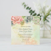 Aquarelle Succulente Faire-part de mariage Florale (Debout devant)