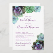 Aquarelle Succulente | Invitation de douche nuptia (Devant / Derrière)