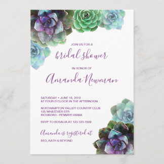 Aquarelle Succulente | Invitation de douche nuptia