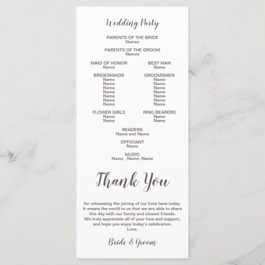 Aquarelle Succulente | Programme de mariage (Dos)