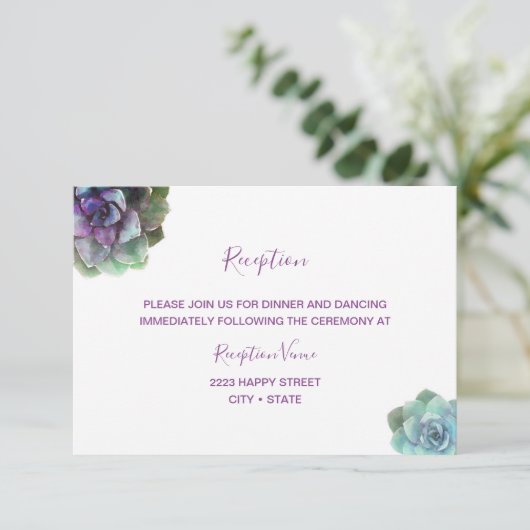 Aquarelle Succulente Réception Faire-part de maria (Debout devant)