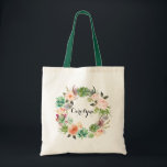 Aquarelle Succulente Sac fourre-tout Floral Brides<br><div class="desc">Sac fourre-tout personnalisable avec succulents aquarelle et couronne de cactus avec accent de fleurs. Ce sac fourre-tout floral est parfait comme cadeau personnalisé.</div>