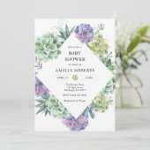 Aquarelle Succulents Baby shower invitation (Debout devant)