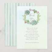 Aquarelle Succulents Baby shower Merci (Devant / Derrière)