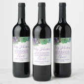 Aquarelle Succulents baby shower vin étiquette (Bouteilles)