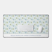 Aquarelle Succulents Bleu et Vert Texte personnali (Clavier et souris)