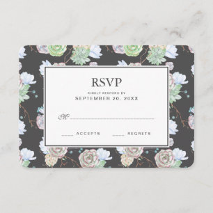 Aquarelle Succulents et Branches - Mariage RSVP