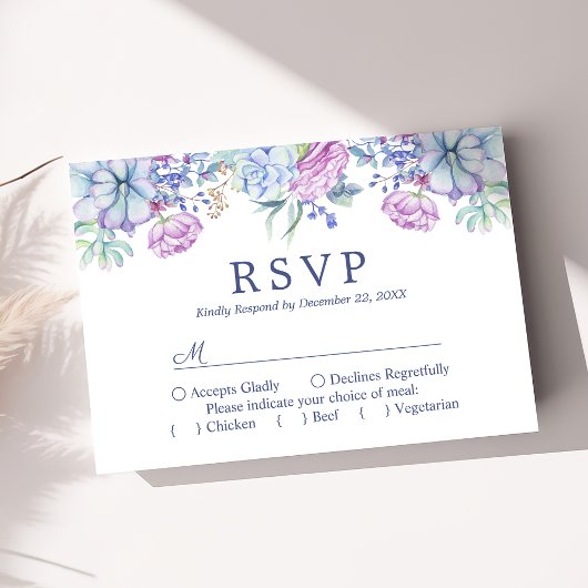 Aquarelle Succulents Floral Boho Wedding RSVP