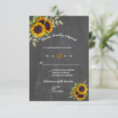 Aquarelle Sunflowers Chalkboard Mariage RSVP (Debout devant)