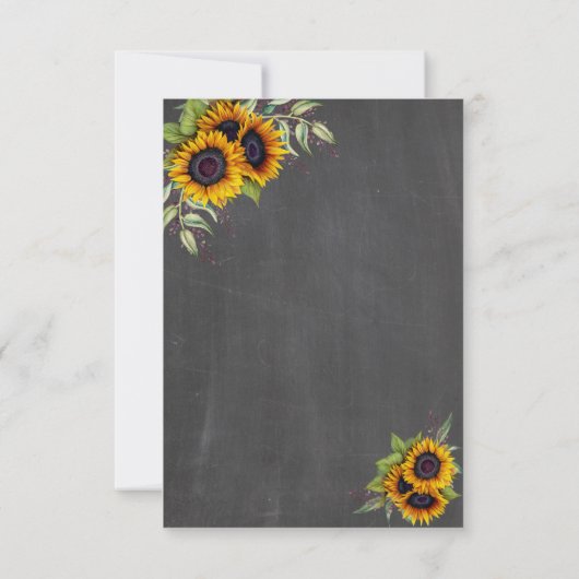 Aquarelle Sunflowers Chalkboard Mariage RSVP (Dos)