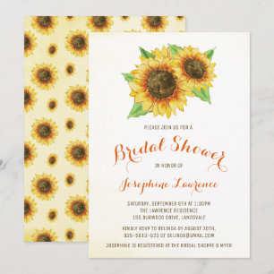 Aquarelle Sunflowers Invitations de douche nuptial