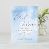 Aquarelle sur nuage 9 9e Invitation anniversaire (Debout devant)