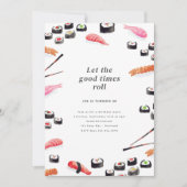 Aquarelle Sushi Anniversaire Fête Invitation (Devant)