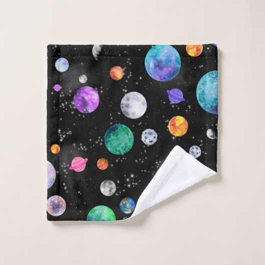Aquarelle Système solaire Planètes spatiales Galax (Gant de toilette)