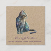 Aquarelle Tabby Kitty Carte de visite Carré (Devant)