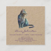 Aquarelle Tabby Kitty Carte de visite Carré (Dos)
