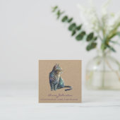 Aquarelle Tabby Kitty Carte de visite Carré (Debout devant)