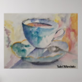 Aquarelle tasse et soucouette Poster (Devant)