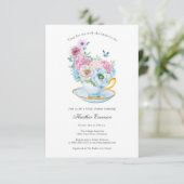 Aquarelle Tea Party invitation de douche nuptiale (Debout devant)