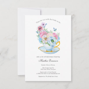 Aquarelle Tea Party invitation de douche nuptiale