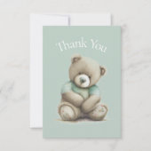 Aquarelle Teddy Bear Merci vert Baby shower (Devant)