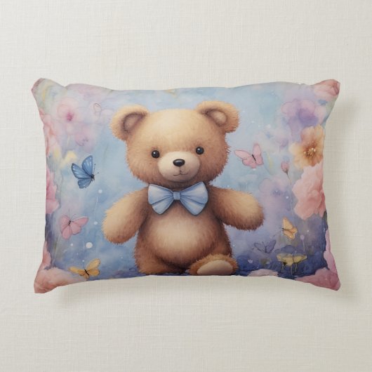 Aquarelle Teddy Ours cadeau Coussin cadeau botaniq (Devant)