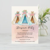 Aquarelle Teepee Tent Slepover Invitation (Debout devant)