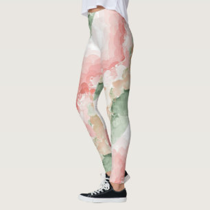 Aquarelle teinte rouge vert blanc tricolor Legging