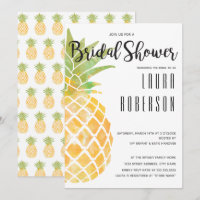 Aquarelle tencil ananas | Invitation de douche Bri