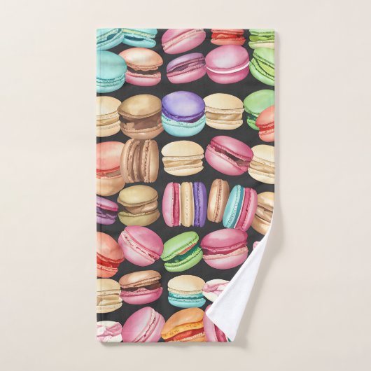 Aquarelle tendance et artistique Macarons Motif (Serviette à main)