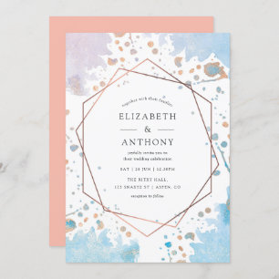 Aquarelle tendance Faire-part de mariage géométriq